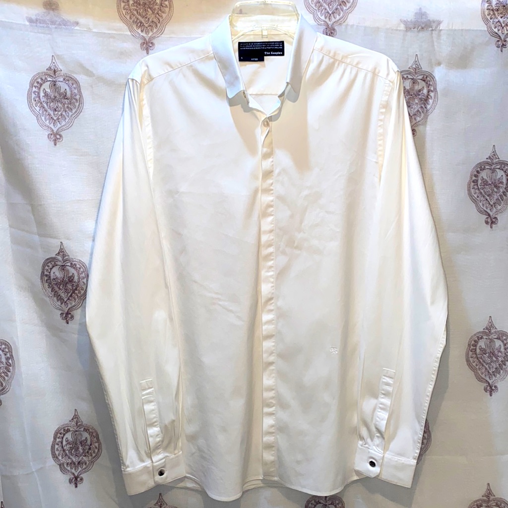 Men The Koopies Fitted Button-Down White Shirt Saville Row Tradition Sz L